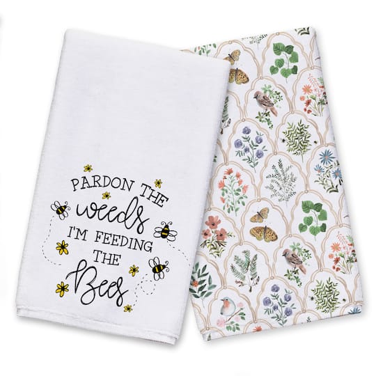 Weeds Feeding Bees Tea Towel Set